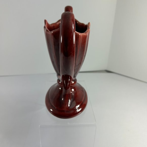Vintage Camark Art Pottery Double Handle Trophy Style Vase Urn 404 USA Maroon - Picture 2 of 9